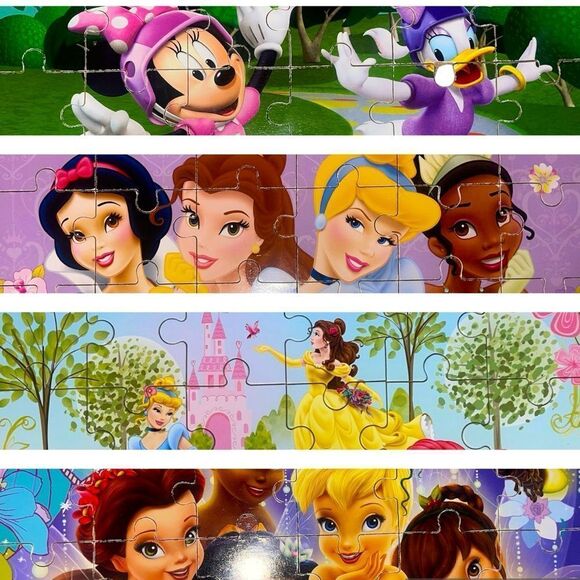 Disney Princess, Fairies and Mickey Mouse Clubhouse Box of 4 Wooden Puzzles - Picture 1 of 15